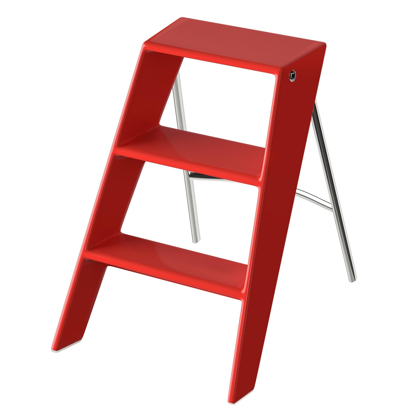 HOTEAGLE Modern Folding Chair - Multifunctional Design Doubles as Step Stool & Storage Shelf, Sturdy Engineering Plastic for Kitchen, Dining & Bistro,Red