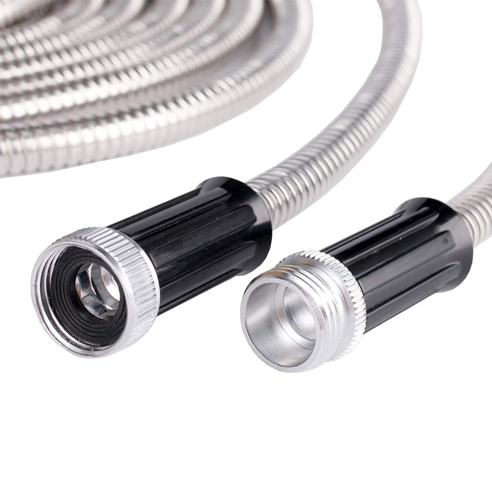 Beaulife Metal Garden Hose 100 ft Flexible No Kink Lightweight RV Drinking Water Hose Extension Leader Hose Heavy Duty Outdoor