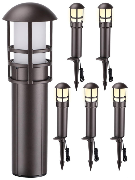 LEONLITE Low Voltage Landscape Pathway Lights, 3W 12V AC/DC Landscape Lighting, IP65 CRI90+ Pathway Lighting Wired for Yard Lawn, Oil Rubbed Bronze Aluminum, ETL Listed, 3000K Warm White, Pack of 6