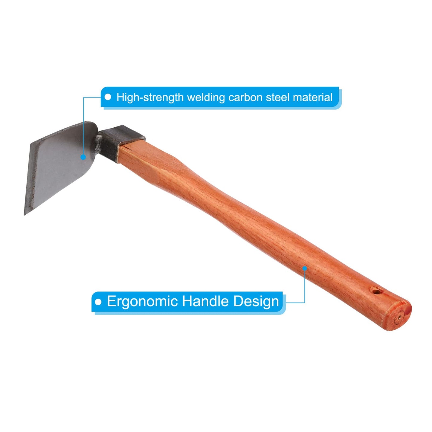 PATIKIL 15" x 3" Hoe Garden Tool, Carbon Steel Anti-Rust Garden Hoe with Wood Handle Welded for Loosening Soil Weeding Digging, Grey/Yellow