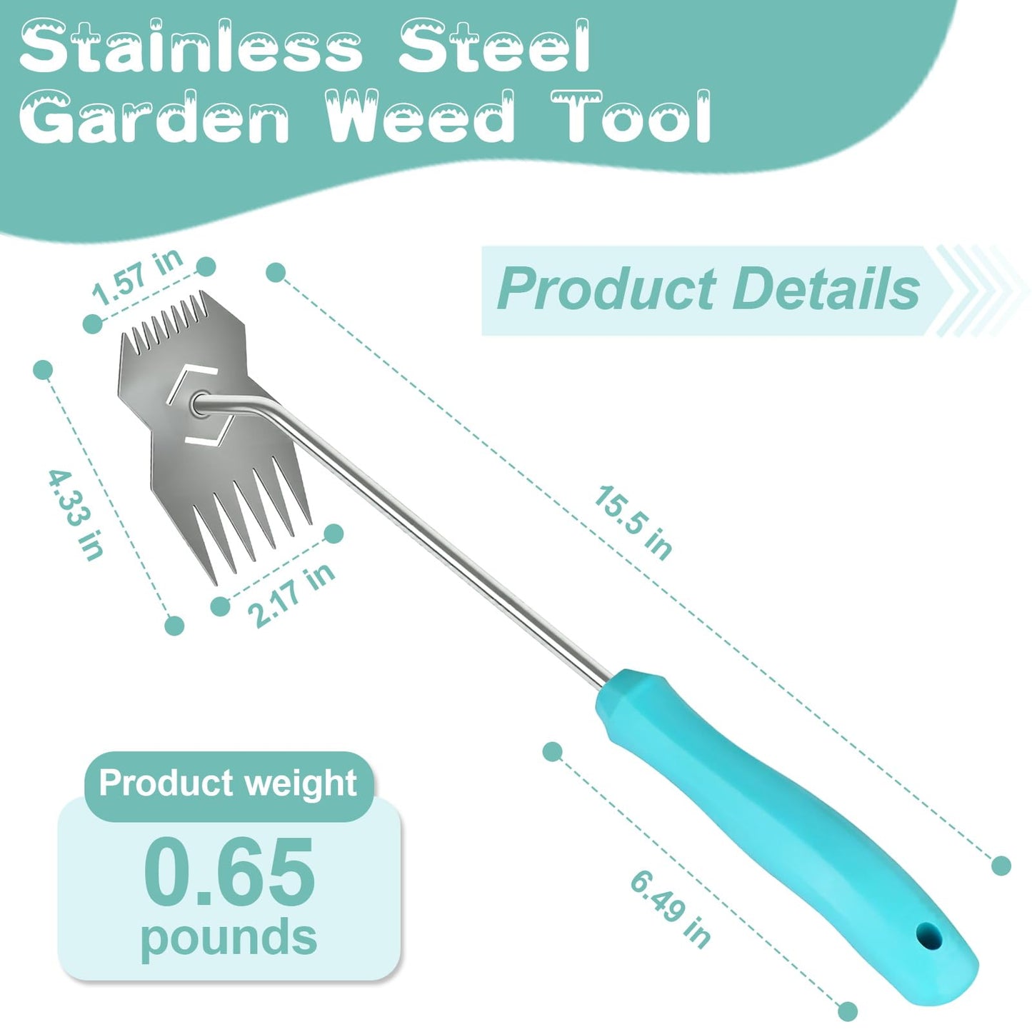 JRKJQBV Garden Weed Tool,2026 Portable Gardening Tools,Adopting Ergonomic Handle Design,Stainless Steel Weeding Tools,Hand Weeder Tool Suitable for Farm Planting,Gardening