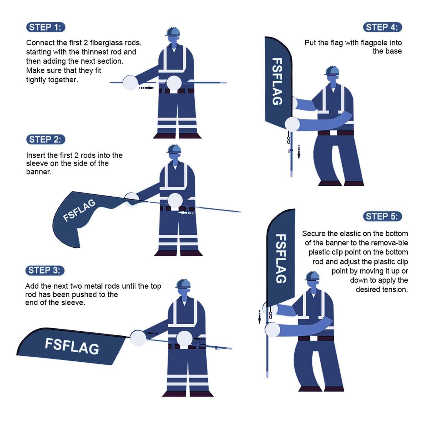 FSFLAG Feather Flag Pole Kit for Swooper Flag 8FT, Swooper Flag Pole Kit with Ground Spike for Feather Flags