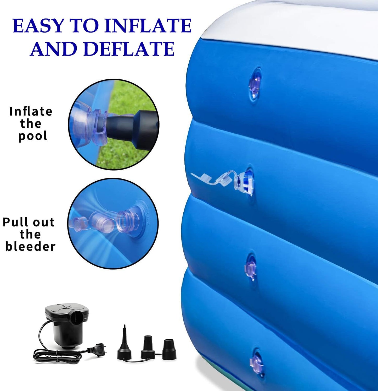 Inflatable Swimming Pool, 79" x 58" x 29" Thickened Family Above Ground Pool for Outdoor, Backyard, Garden, Summer Water Party