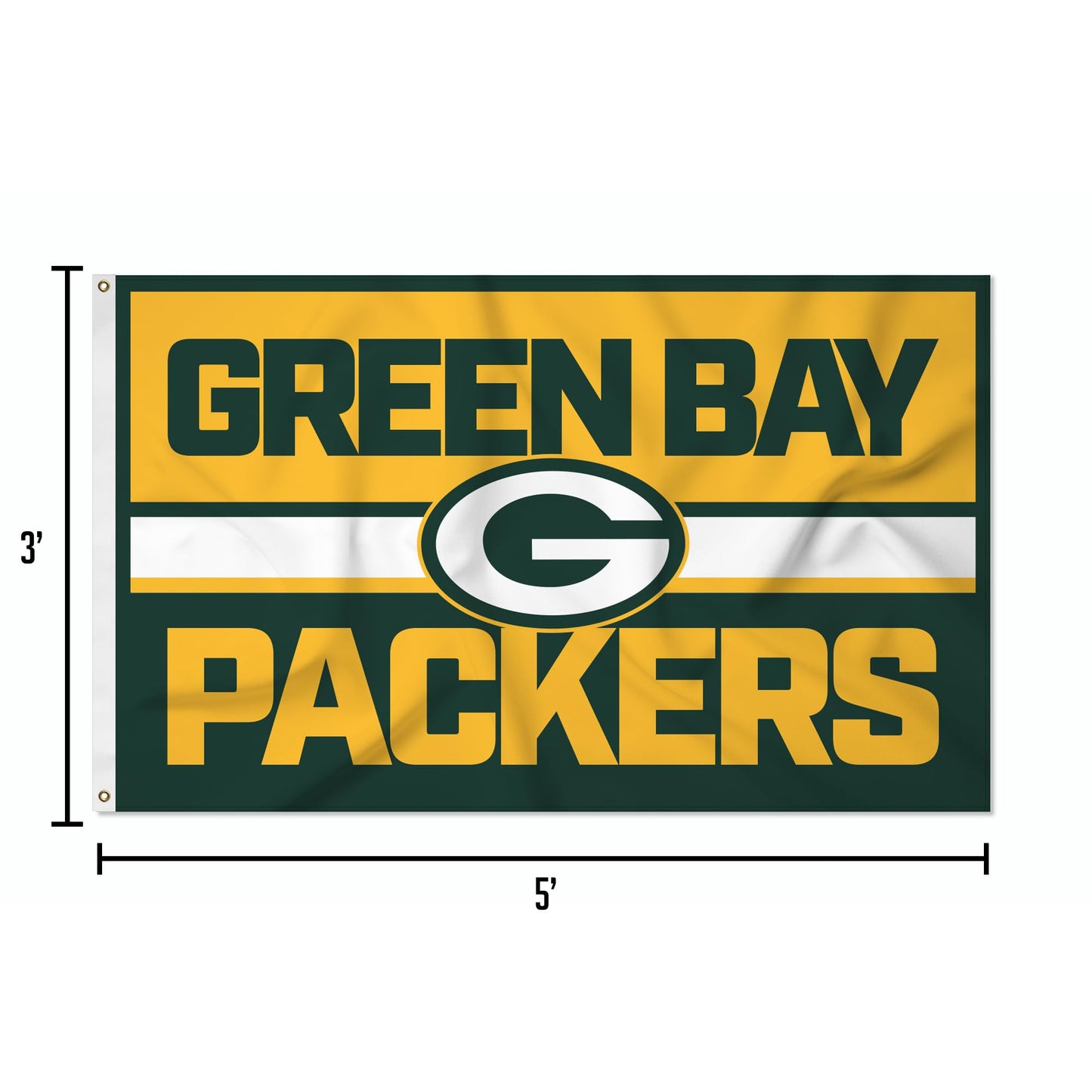Rico Industries NFL Football Green Bay Packers Bold 3' x 5' Banner Flag Single Sided - Indoor or Outdoor - Home Décor