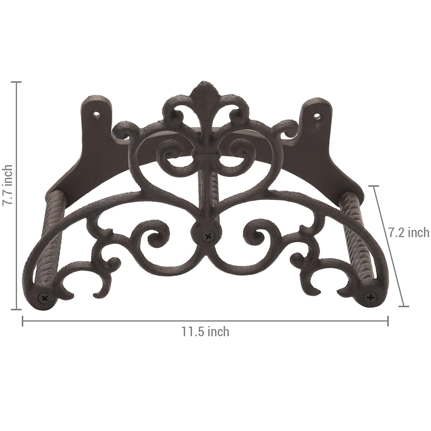 MyGift Brown Heavy Duty Cast Iron Outdoor Garden Hose Hanger Wall Mounted Water Hose Holder Reel with Vintage Scrollwork Design