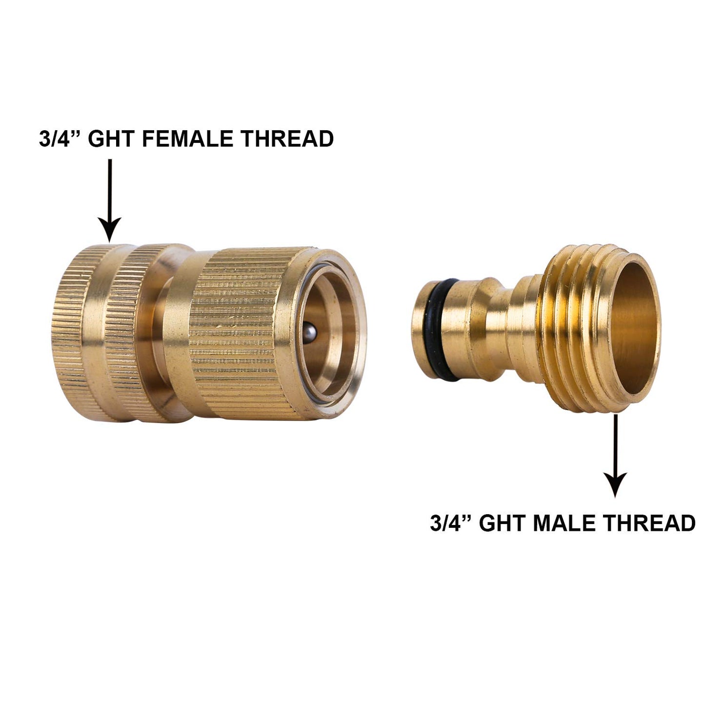 HQMPC Garden Hose Quick Connect Solid Brass Quick Connector Garden Hose Fitting Water Hose Connectors 3/4 inch GHT (3 SETS)