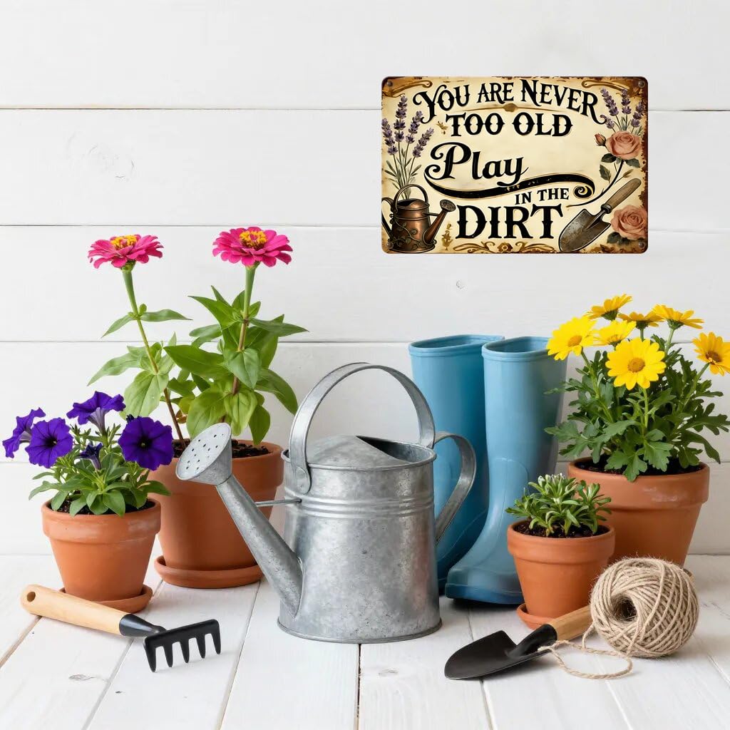 RMMNHLNC Garden Signs for Outside, Funny Metal Signs for Home Garden Patio Yard, Retro Gardening Gifts for Women, 2pc Wall Decor 12" x 8"