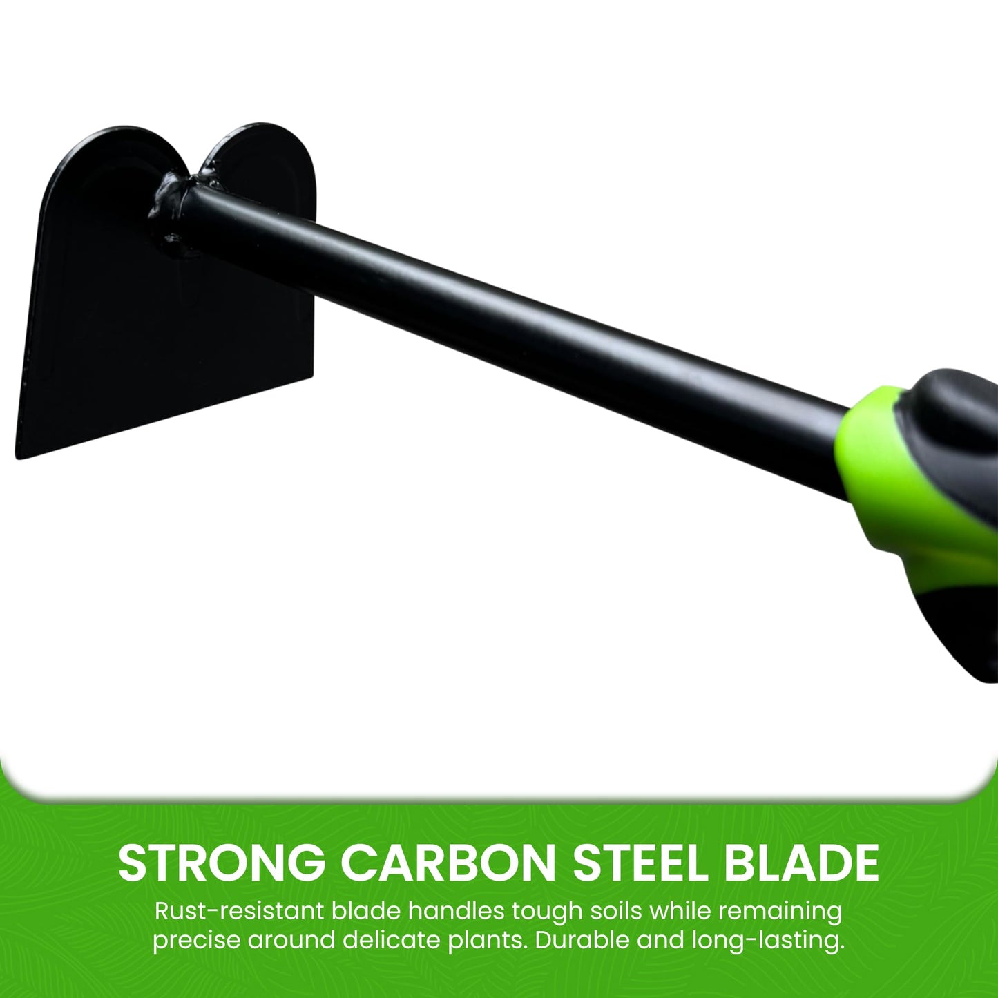 Garden Guru Hand Hoe Tiller Cultivator Tool - Carbon Steel for Ultimate Strength - Rust Resistant - Ergonomic Handle - Great for Gardening Digging Tilling Planting Cultivating Loosening