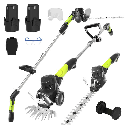 3-in-1 Cordless Hedge Trimmer: 13ft Reach & Adjustable Pole Hedge Trimmer - Lightweight with Dual Batteries - Grass Shears for Women Seniors - Garden Lawn Shrub Pruning Tool