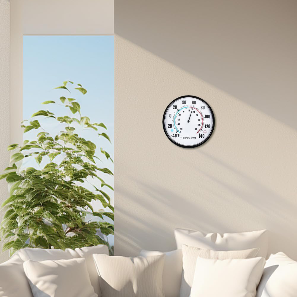 HOBYLUBY 6.3'' Indoor Outdoor Thermometer, Outdoor Wall Thermometer No Battery Needed, Waterproof Outdoor Thermometers for Patio, Garden, Home