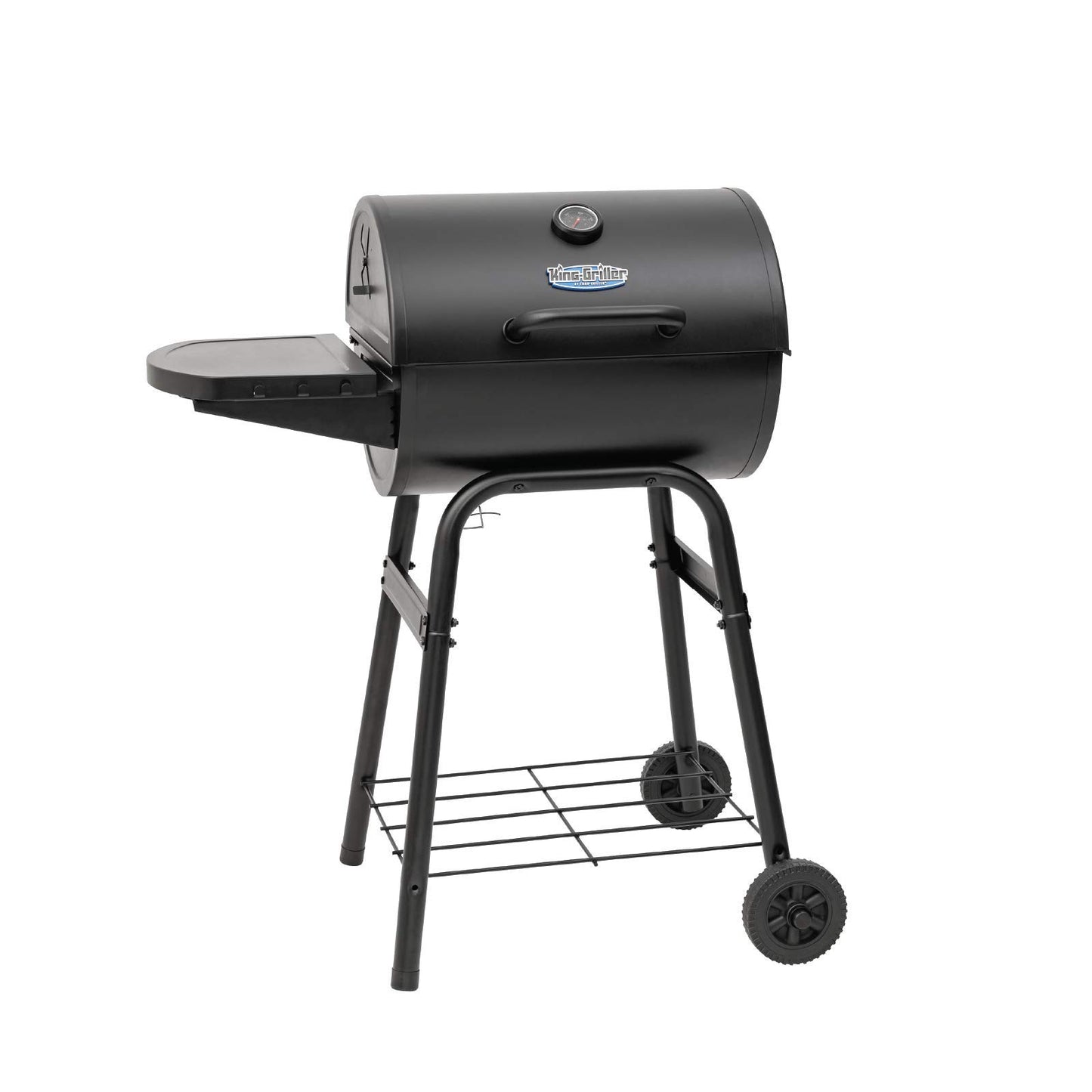 Char-Griller® King-Griller Gambler Charcoal Grill and Smoker with Damper Smoke Control, Cast Iron Grates, and Side Shelf, 315 Cooking Square Inches in Black, Model E1416