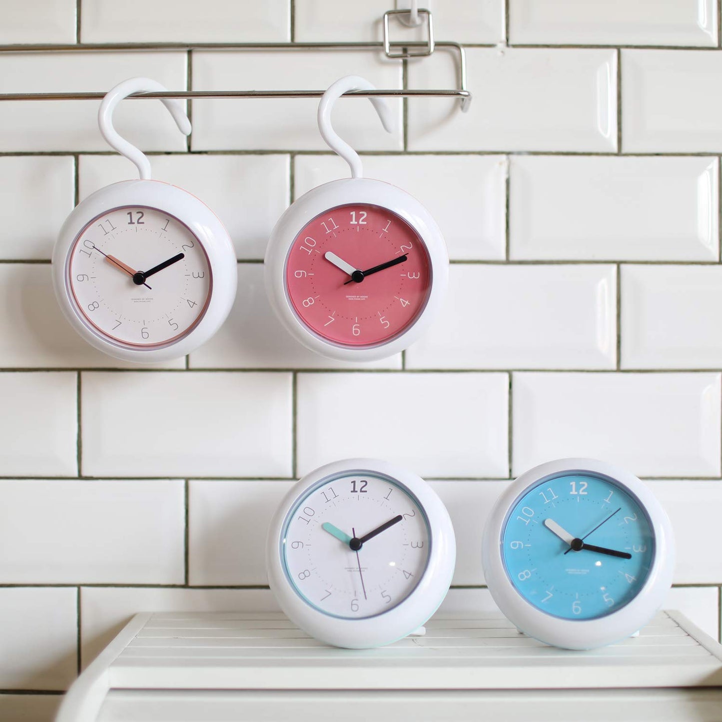 Mooas Silent Waterproof 3-in-1 Clock - Bathroom & Shower Use, Non-Ticking Battery Operated, Hanging & Indoor Outdoor, Kitchen & Bathroom Clock (Mint)