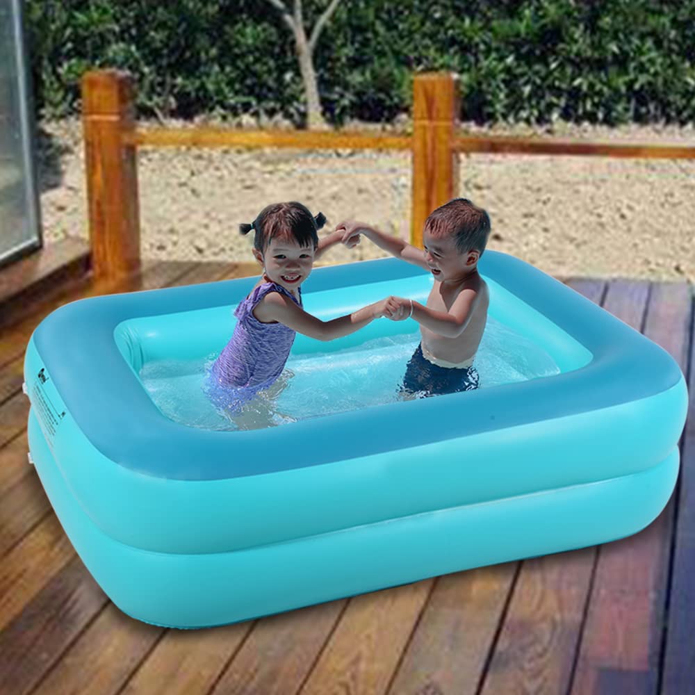 HIWENA Kiddie Pool, 45x35x14inch Green Inflatable Kids Swimming Pool with Fast Valve, Repair Patch & Drain Plug, Summer Water Fun Bathtub & Ball Pit for Kids