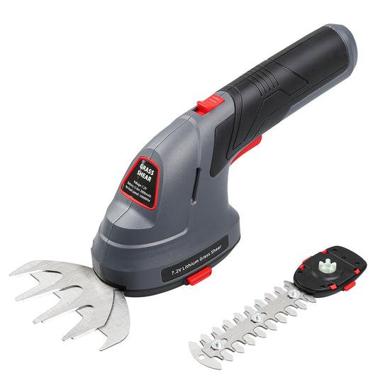 Cordless Grass Shear & Hedge Trimmer, 2 in 1 Handheld Bush Trimmer, 7.2V Electric Shrub Trimmer/Grass Cutter with Type-C Cable and Rechargeable Lithium-Ion Battery