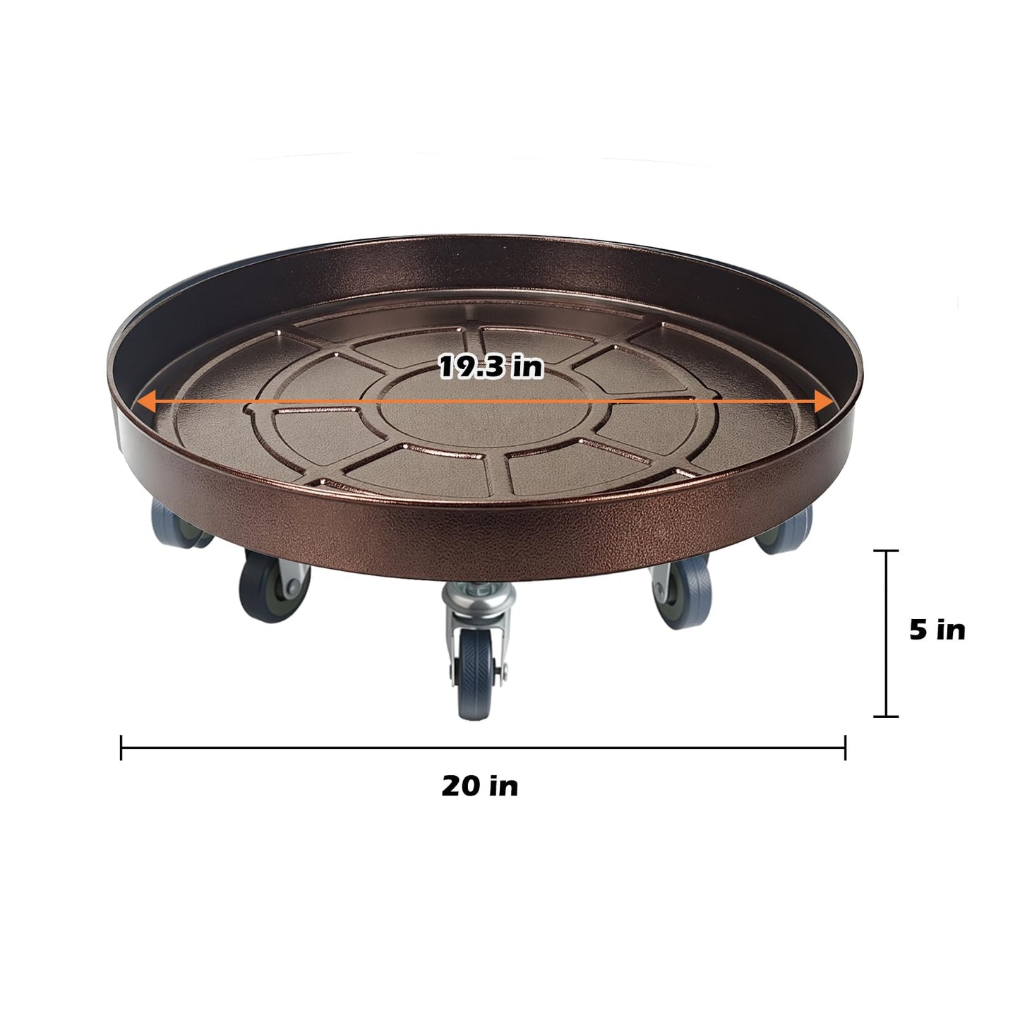 Uholan 20 Inch Heavy Duty Plant Stand on Wheels, Round Plant Caddy with Wheels for Indoor & Outdoor Use, Metal Rolling Tray for Potted and Small Furniture, Copper