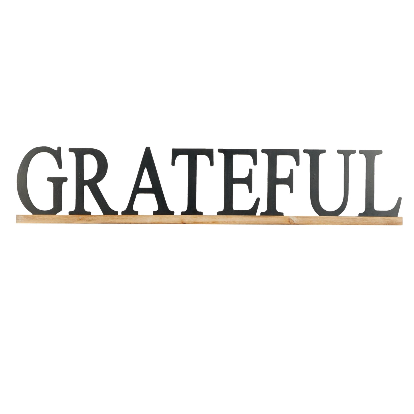 Deco 79 Wood Sign Home Wall Decor Grateful Wall Sculpture, Wall Art 48" x 1" x 10", Black