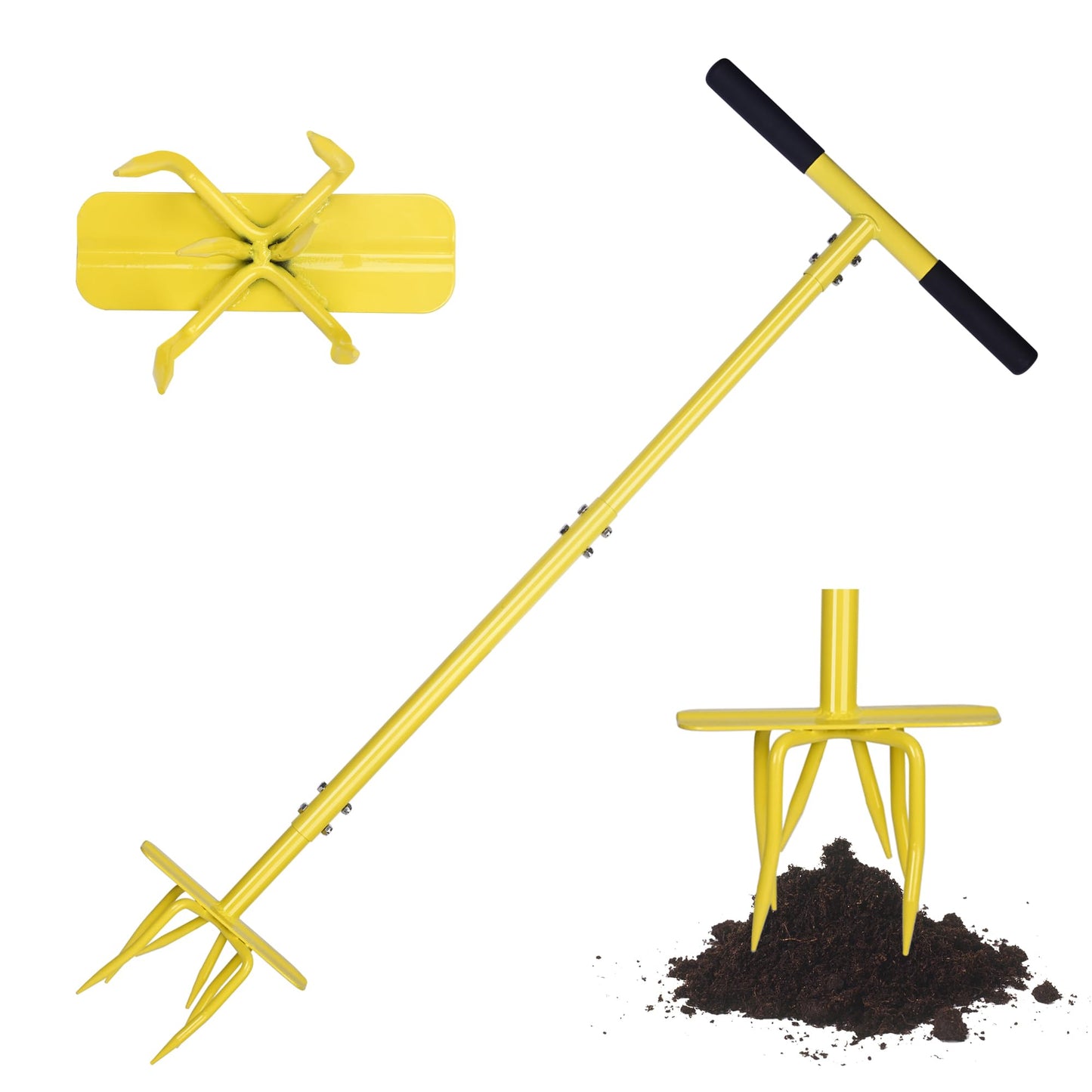 BARAYSTUS Hand Tiller Cultivator with Steel Garden Claw, Manual Twist Tiller Soil Loosening Garden Tool for Flower Beds, Raised Beds & Planter Boxes