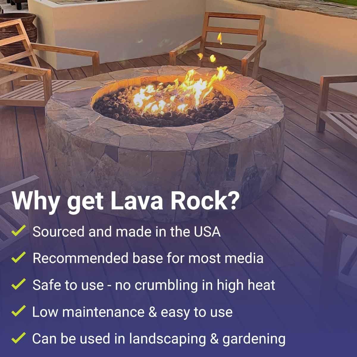 American Fire Products | Medium Lava Rock, 1/2" - 1" | Use in Fireplace, Fire Pit or Bowl | Outdoor & Indoor Volcanic Rock for Natural Gas or Propane Fires | Decorative Landscaping | 10 lb Bag