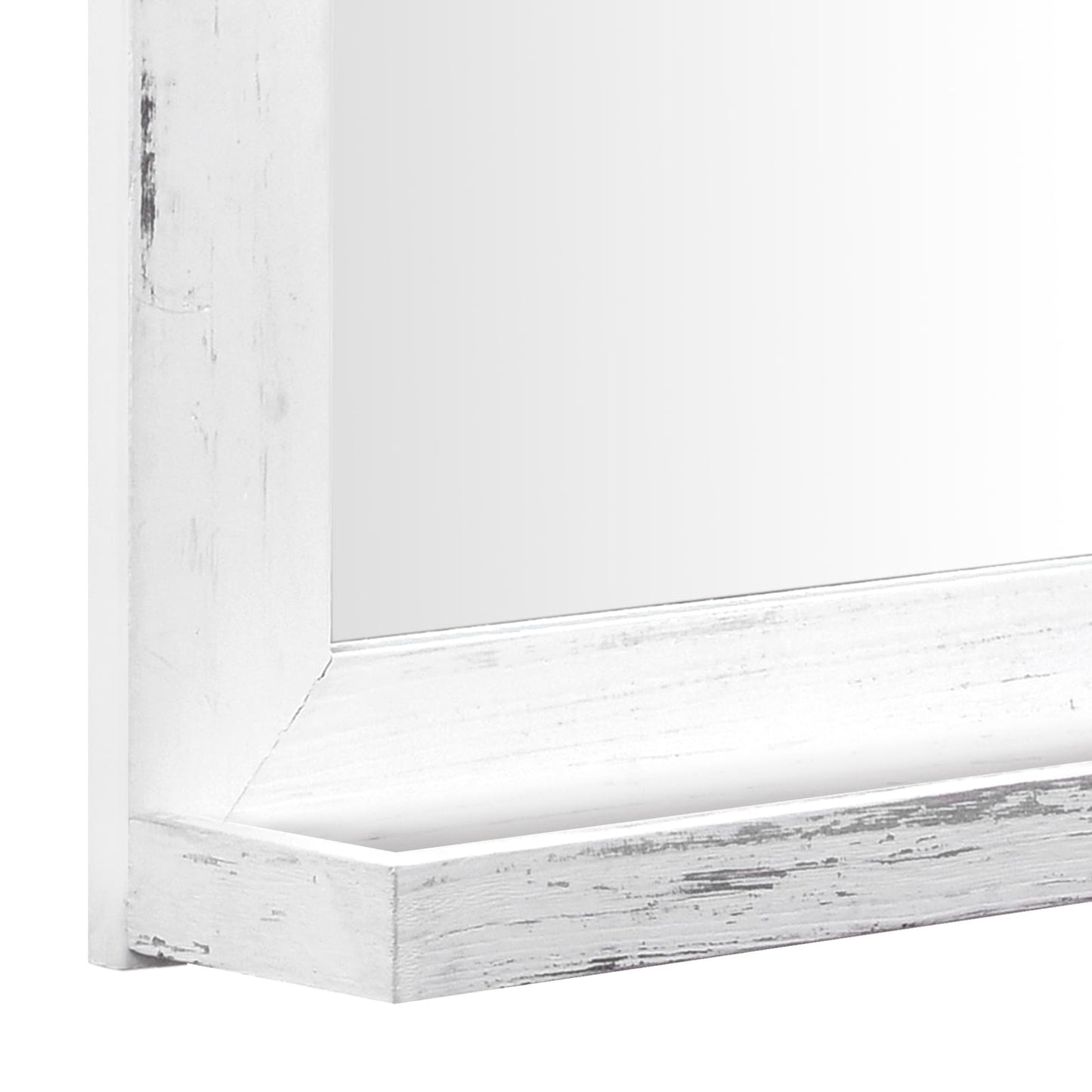 QDSSDECO 16"×20" Wall Mirror with Shelf Farmhouse Decor Rectangular Mirror Hanging for Bathroom, Vanity, Bedroom, Entryway, Living Room,White with Hemp Rope