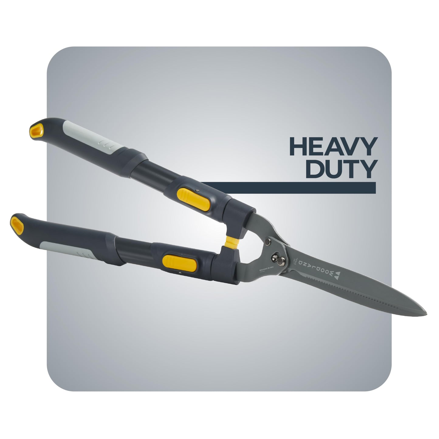 Woodland Tools Heavy Duty Extendable Hedge Shears, 25 to 32 Inch Telescoping Hedge Clippers with 10 Inch Lever-Assist Blades and Non Stick Coating, Manual Trimmer for Bushes and Shrubs