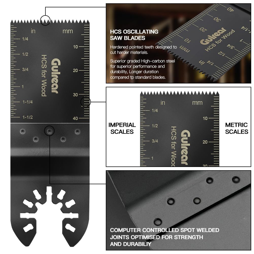40PCS Multitool Blades kit Includes Titanium Multi Tool Blades Use in Wood Plastics Metal Cutting Removing Oscillating Blades with Quick Release Ideal Oscillating Tools Name Brands Replacement Blades