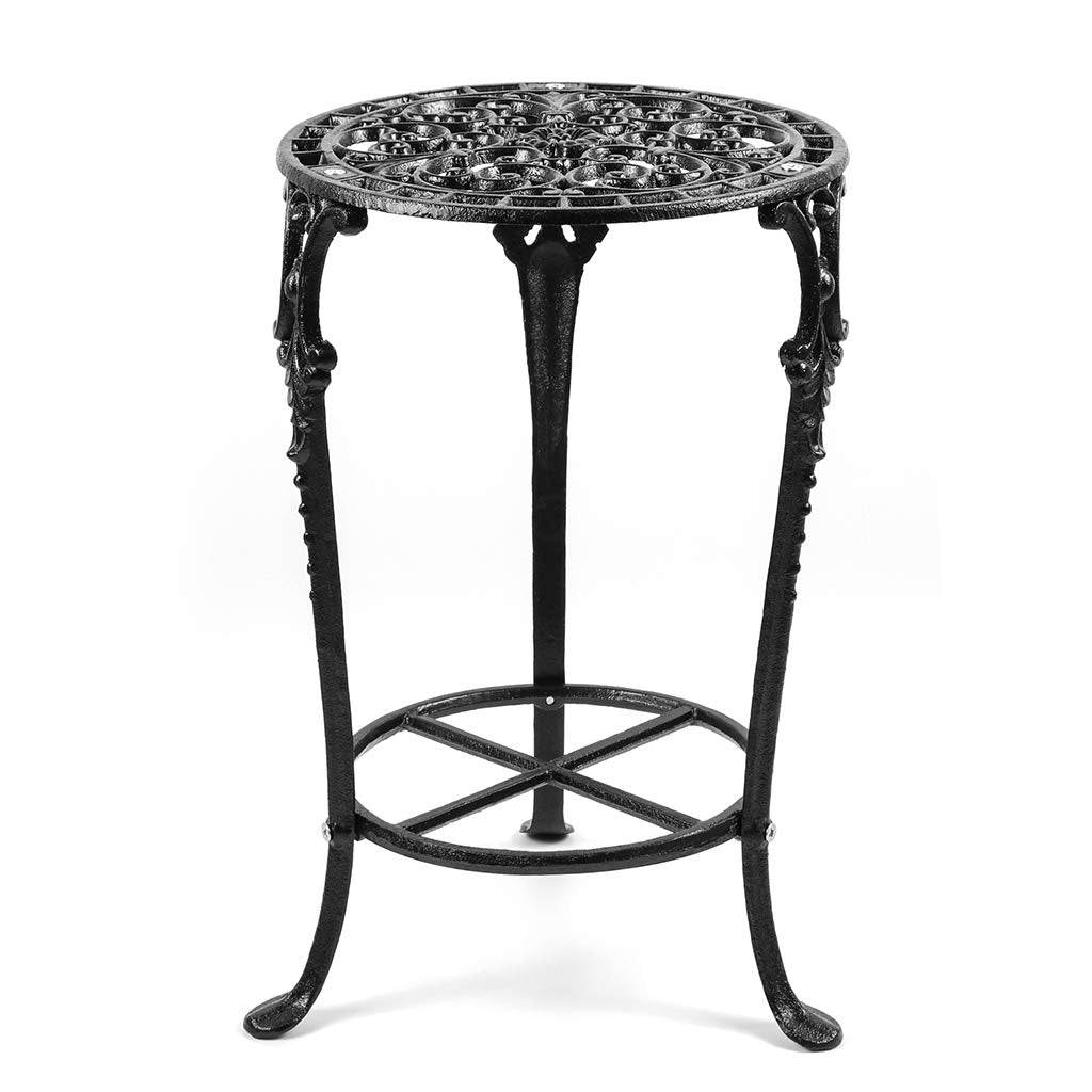MDLUU Plant Stand 18.8 Inches Tall, Cast Iron Potted Plant Stand, 2-Tier Metal Planter Stand, Flower Pot Stand for Living Room, Bedroom, Kitchen Decor (Black)