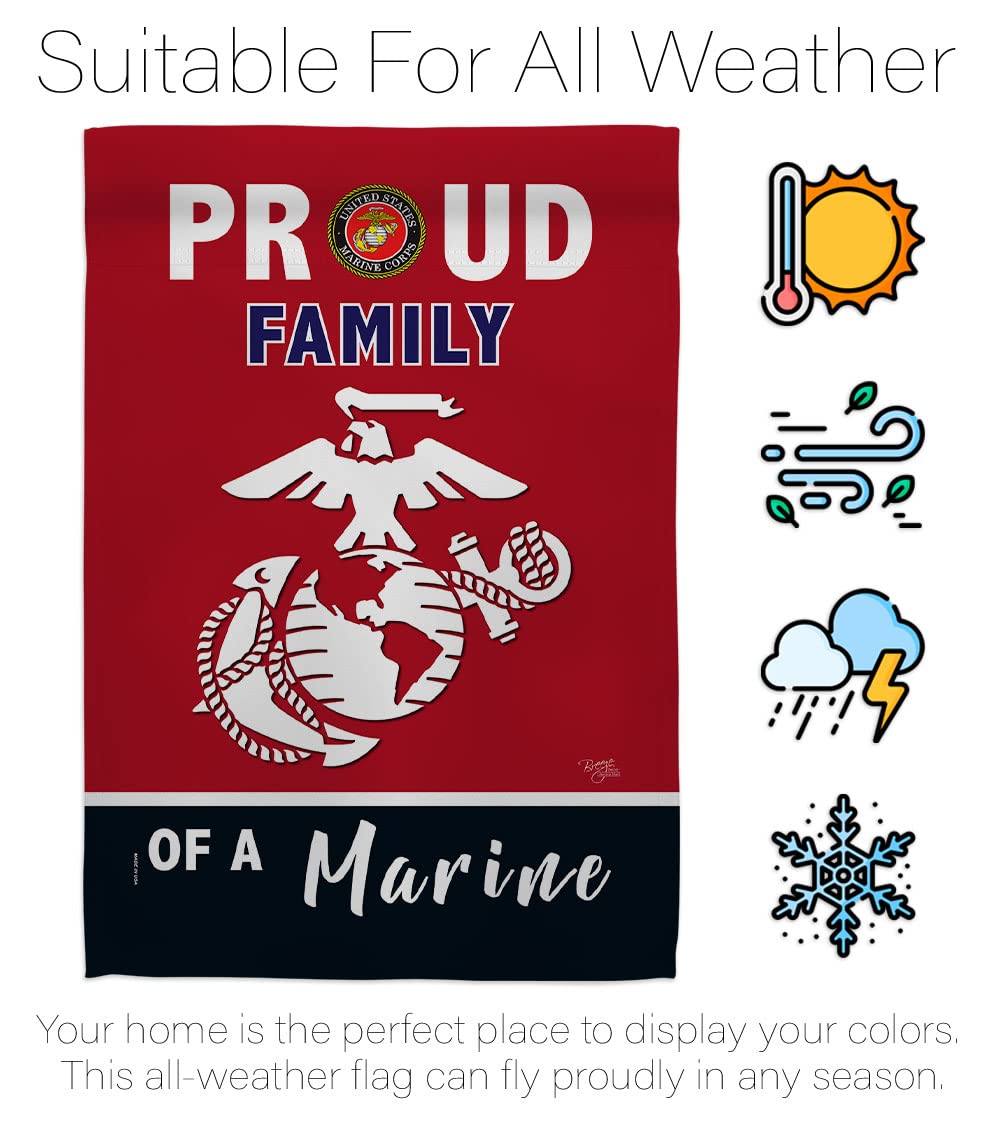 Proud Family Marines Garden Flag - Armed Forces Marine Corps USMC Semper Fi United State American Military Veteran Retire Official - House Banner Small Yard Gift Double-Sided Made in USA 13 X 18.5