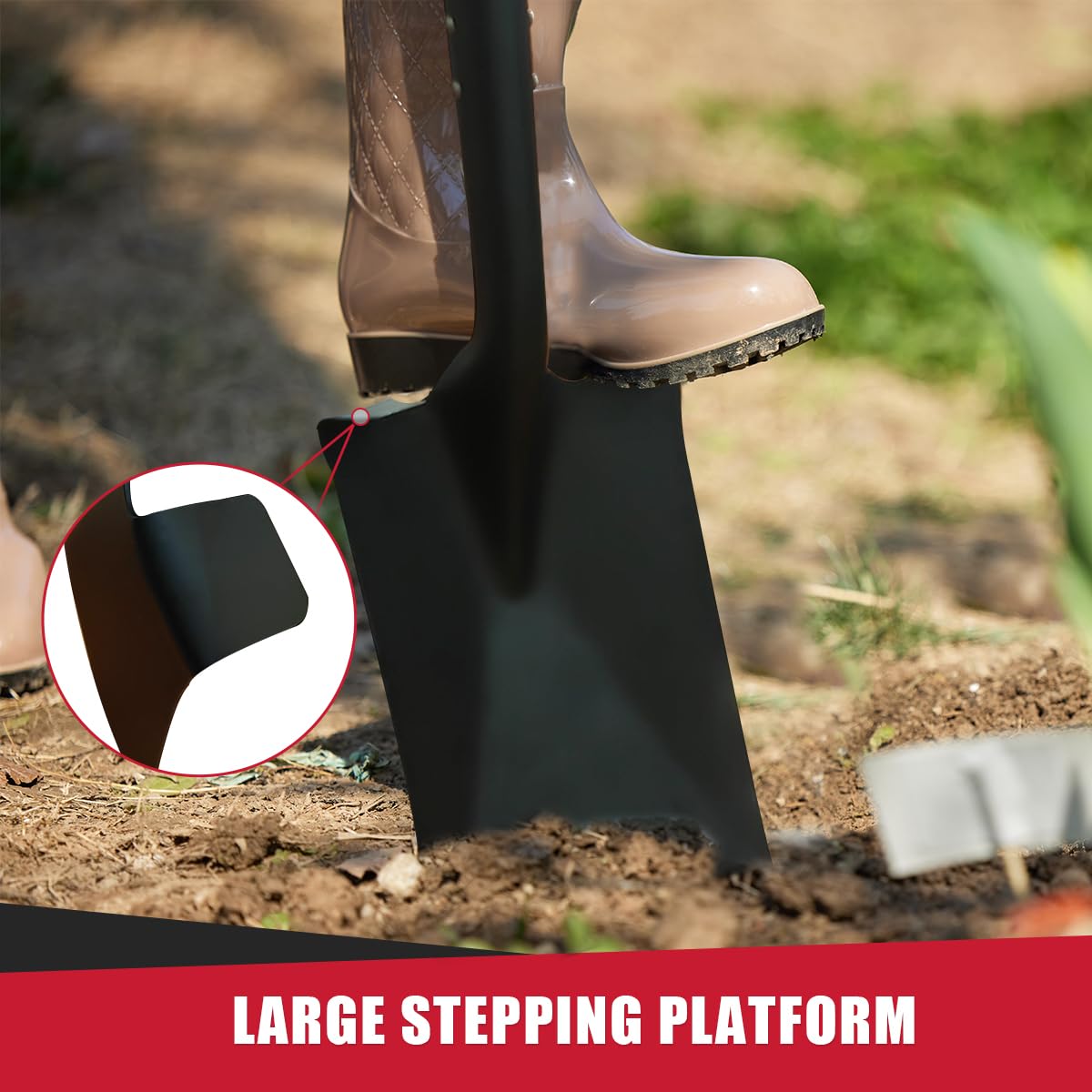 VNIMTI Spade Shovel for Digging, Heavy Duty Spade Shovel with Wooden D-Handle, Square Flat Shovel for Gardening and Edging, 45 Inches