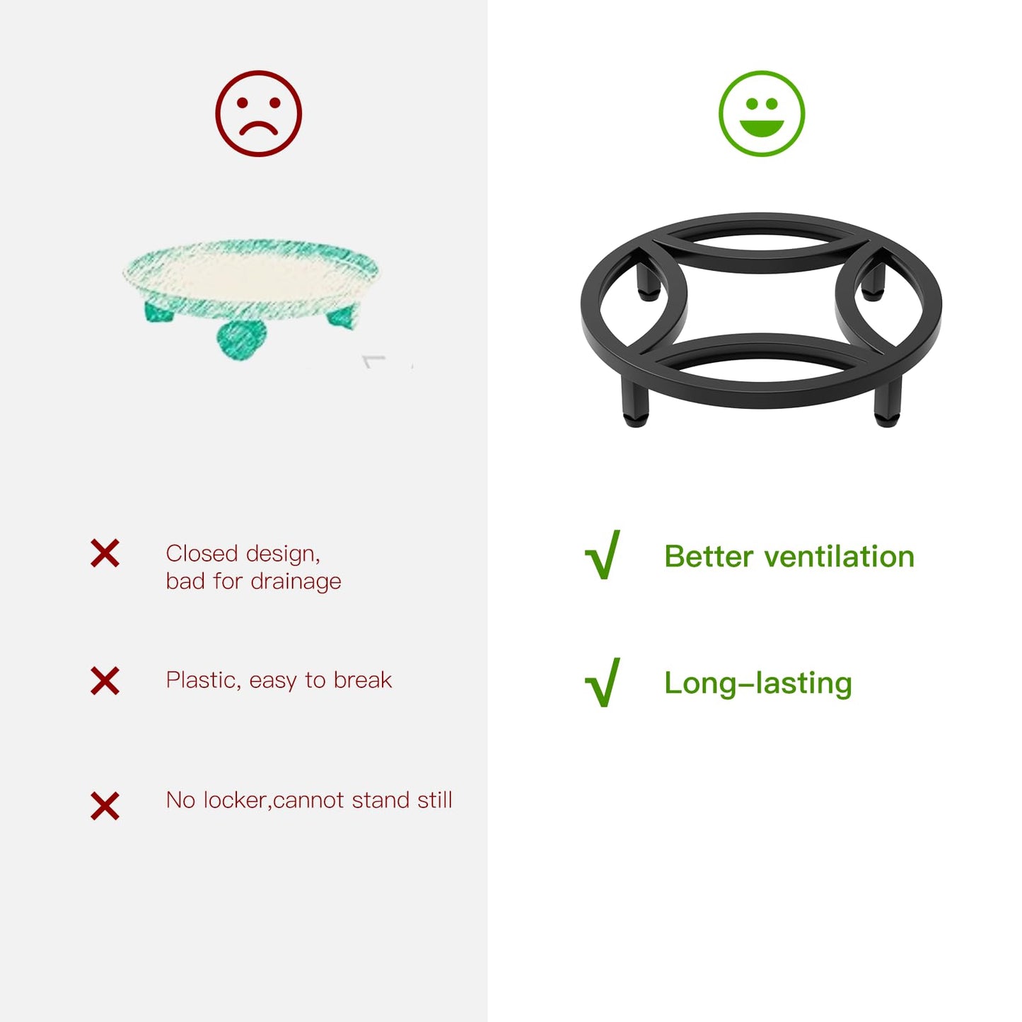 Zhongma 2 Pack 11.8" Fully Assembled Sturdy Potted Plant Stand Flower Pot Holder Heavy Duty Construction, Low Plant Stand for Home Indoor and Outdoor, Sturdy plant riser and saucer without Installation Required