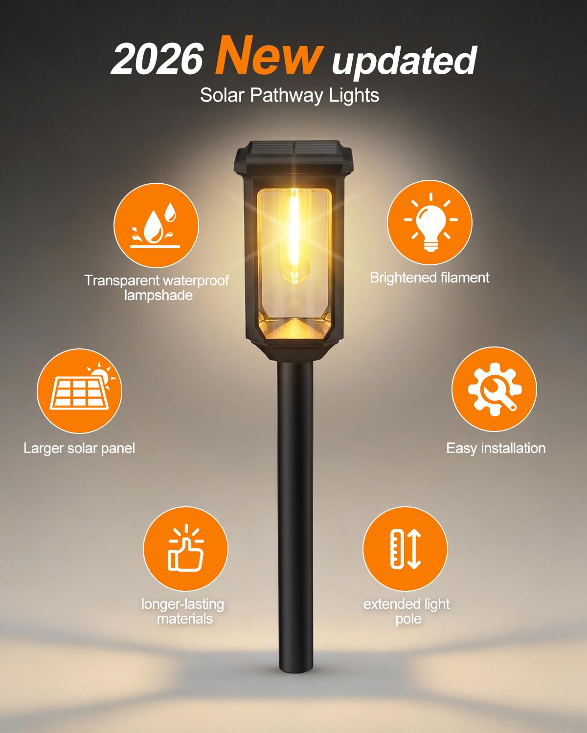 Tenmiro-Solar-Pathway-Lights-Outdoor-8-Pack-LED-Solar-Powered-Garden-Lights-Waterproof-IP65-Auto-On/Off-Outdoor-Light-for-Yard-Lawn-Patio-Path-Walkway-Driveway-Landscape-Lighting-Decor-3000K