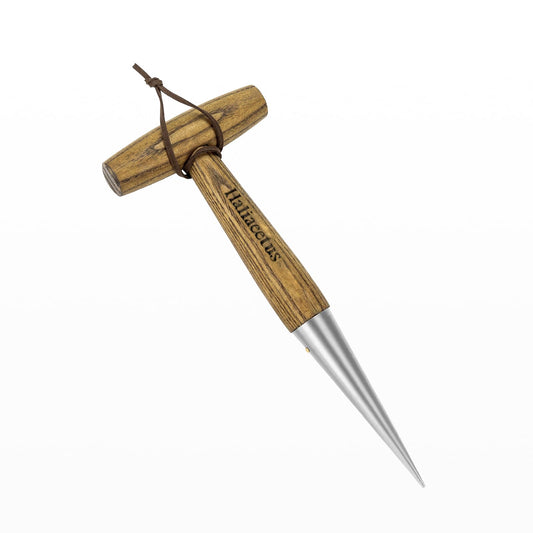 Haliaeetus Dibber Garden Tool, Stamped Stainless Steel Tip Seed Dibber, Smooth Splinter-Free T-Shape Wood Handle Dibbler with Comfortable Grip, 11'' Dibber for Planting Seed and Transplanting Seedling
