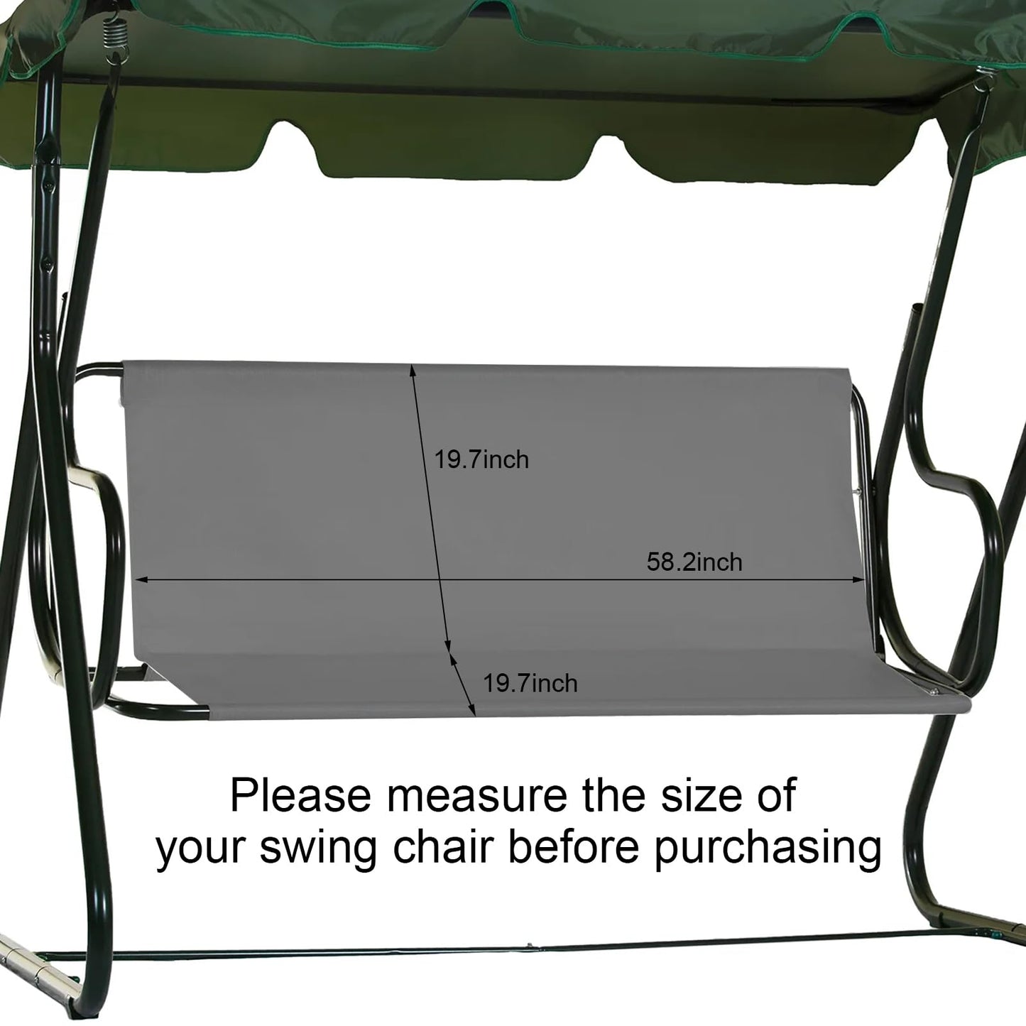 Porch Patio Swing Seat Cover Replacement,600D Thickened Oxford Waterproof Swing Replacement,Cushion Protection,Outdoors Covers Seater for Bench,Seats Swings 3-Seat Garden (Gray, 58.2x19.7x19.7 inch)