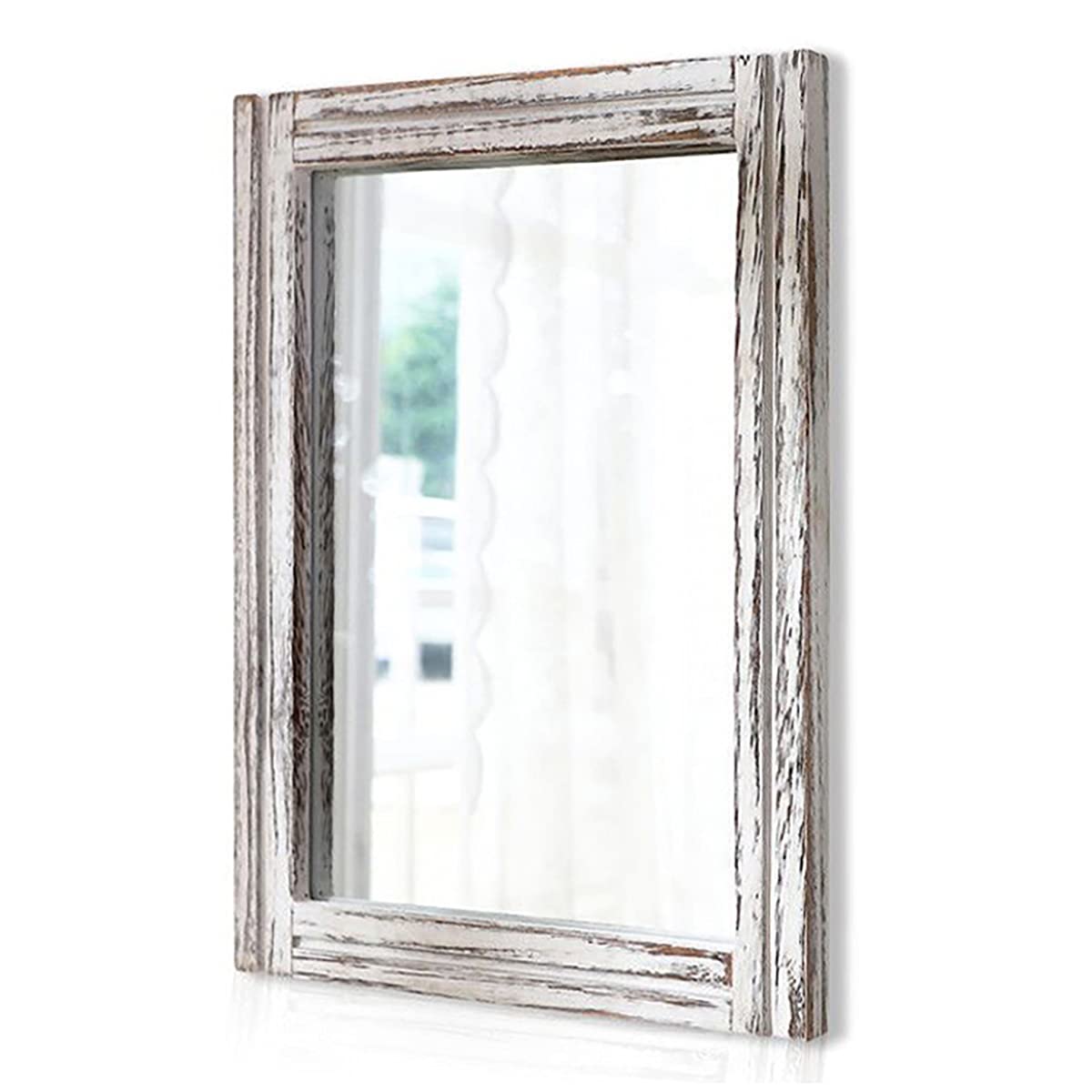 AAZZKANG Wall Mirror with Wood Framed Rustic Mirrors for Wall Rectangle Decorative for Bedroom Bathroom Living Room Entryway Farmhouse Hanging Small