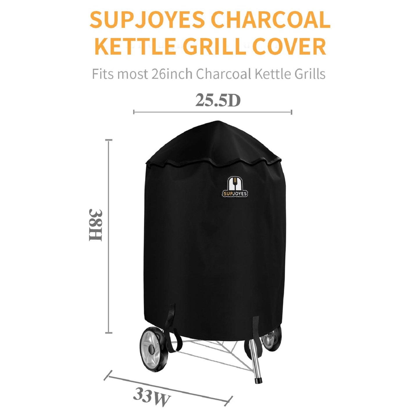 SUPJOYES Grill Cover for Weber Charcoal Kettle, 26 Inch BBQ Grill Covers, Heavy Duty Waterproof Barbecue Accessories