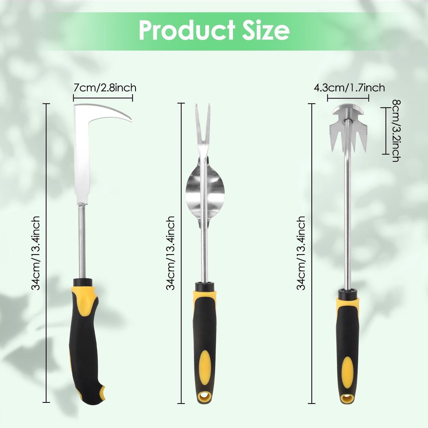 Foyucool 2026 New 3Pcs Hand Weeder Tool, Rubber Handle Weed Remover Tool, L-Shaped Weeding Tool, Manual Weeder, 4 Teeth Weeding Tool, Planting and Weeding for Garden, Patio