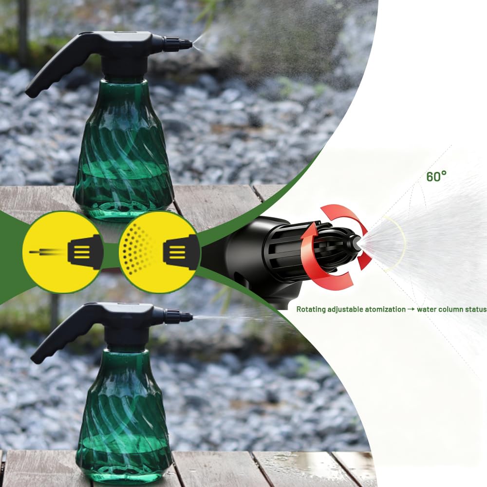 Large Capacity Electric Plant Mister, Rechargeable Sprayer for Indoor & Garden, Battery Powered with Adjustable Nozzle, Fine Mist & Continuous Spray