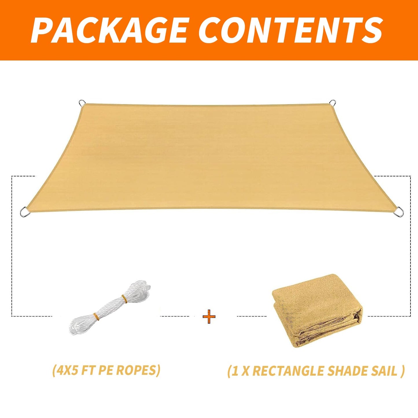 OOTONAT 16' x 20' Rectangular Sun Sail Shades Canopy UV Block Outdoor Shades for Patio Garden Backyard Pergola Shade Cover Sand