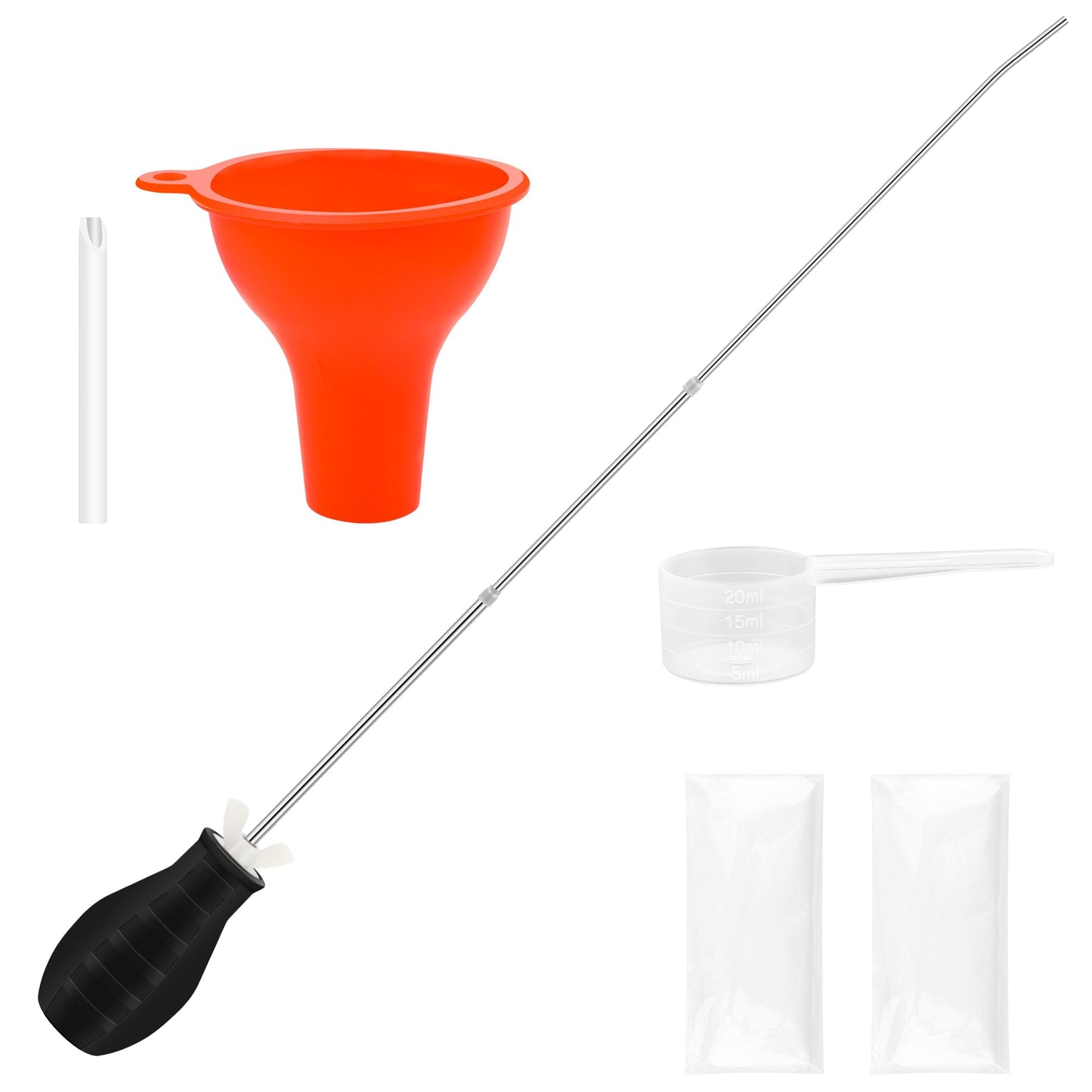 Extendable Garden Duster Powder Applicator, Anglekai Powder Duster for Diatomaceous Earth Applicator Dispenser, with Metal Tube/Spray Duster/Funnel/Tank/Plastic Gloves (from 9'' to 22'')