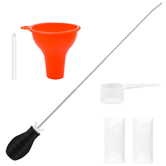 Extendable Garden Duster Powder Applicator, Anglekai Powder Duster for Diatomaceous Earth Applicator Dispenser, with Metal Tube/Spray Duster/Funnel/Tank/Plastic Gloves (from 9'' to 22'')