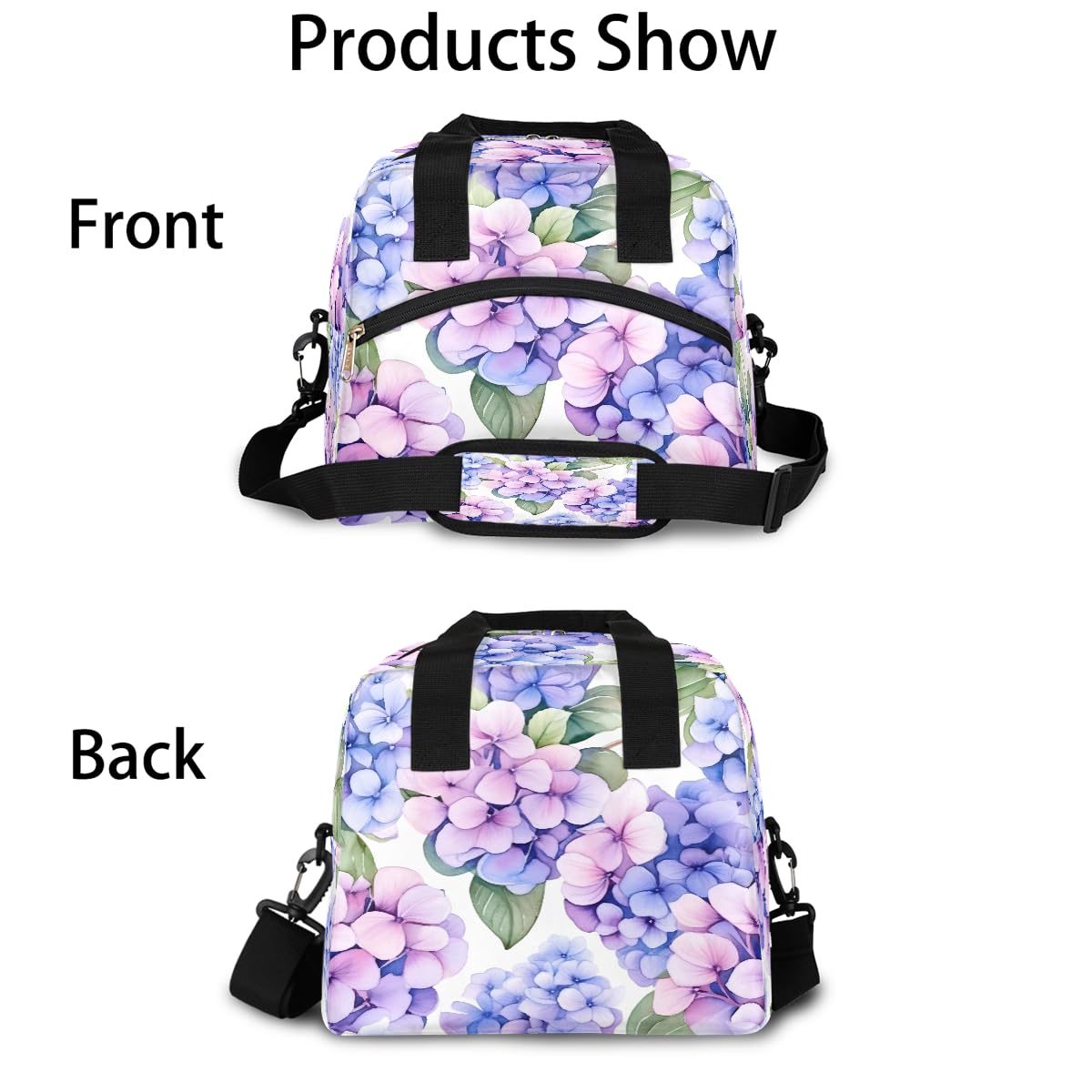 Pardick Purple Flower Floral Insulated Lunch Bag for Women Girl Reusable Lunch Tote Box With Shoulder Strap Lightweight Thermal Cooler Meal Prep Bag for Work School Office Picnic