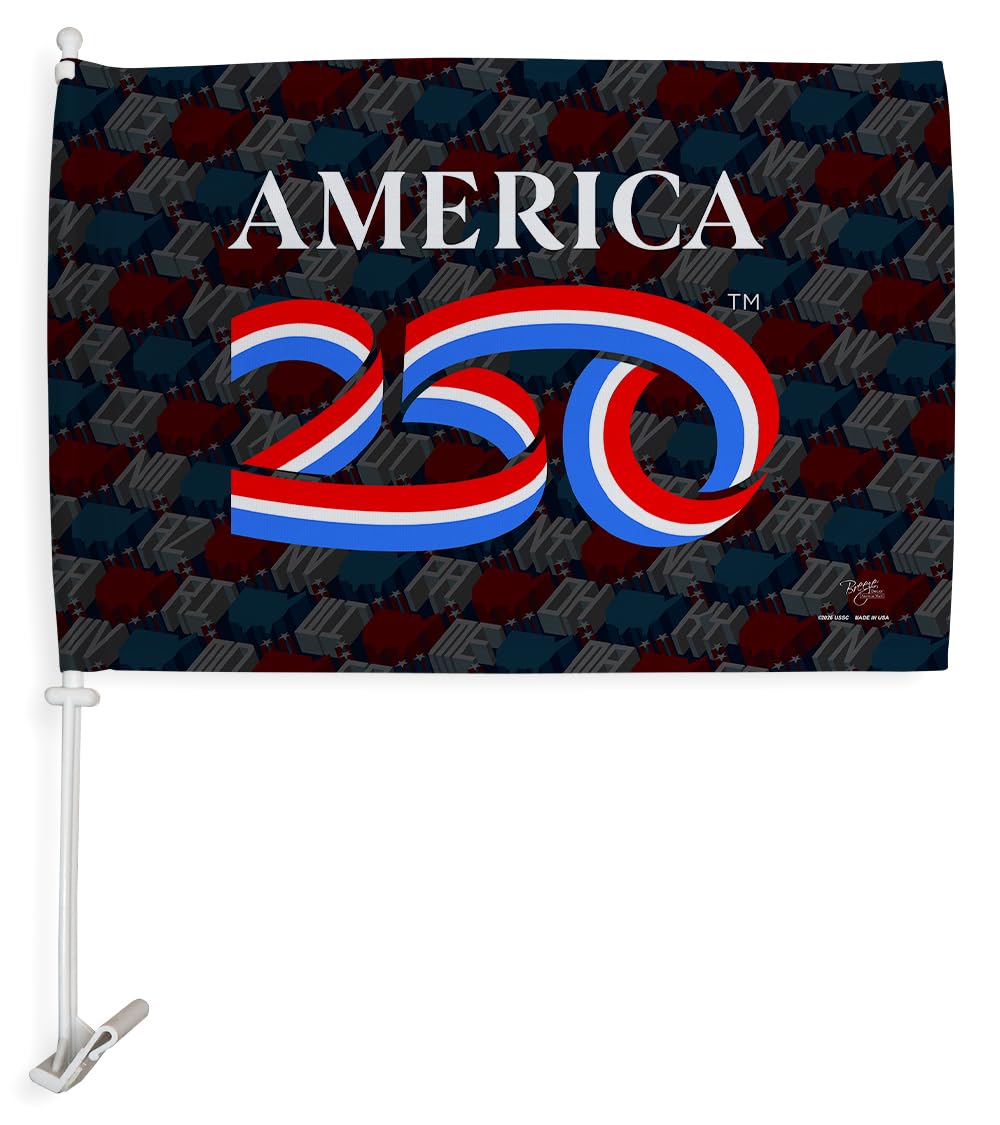 America 250 Years Flag For Car Pole Kit Textile Clip Stand Official Licensed Independence Day Bandera Para Carros Poster United States Sign For Cars Window Decor USA 250th Anniversary Merchandise