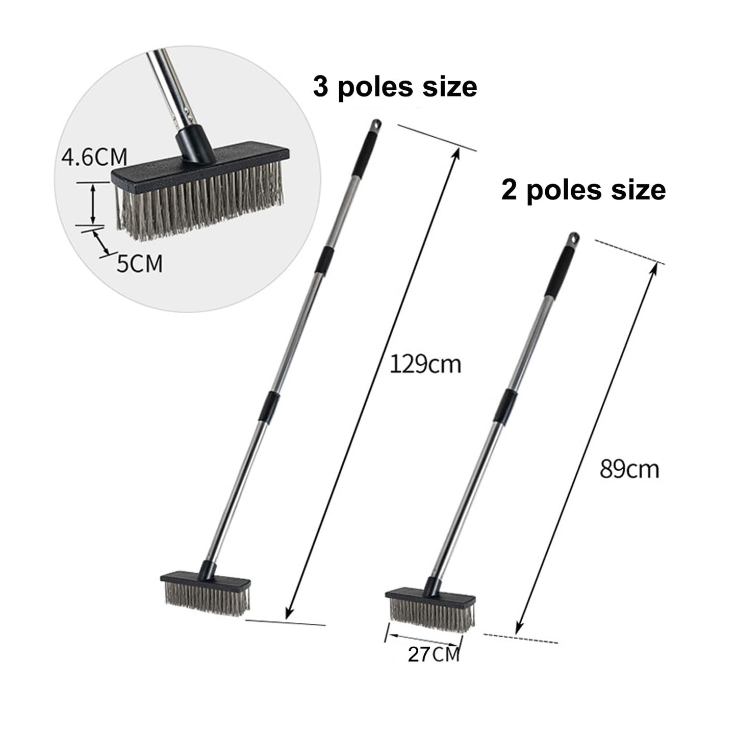 Xifando Heavy-Duty Push Broom Brush - Perfect for Bathroom, Kitchen, Patio, Garage, Deck, Concrete, Wood, Stone, and Tile Floors (10.6" Stainless Steel Bristle-Black)