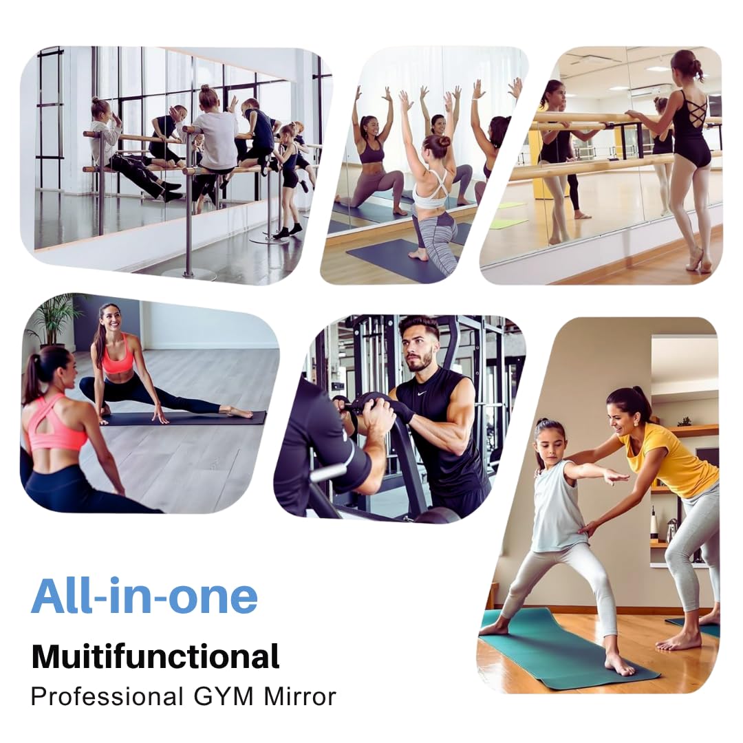 Fitcleer 47”x26” Full Body Gym Mirror 2-Pack, Glassless Frameless Mirrors for Wall, Shatterproof Home Gym Decor, Garage Workout Studio Mirror with Easy Install Kit, 4 lbs Lightweight