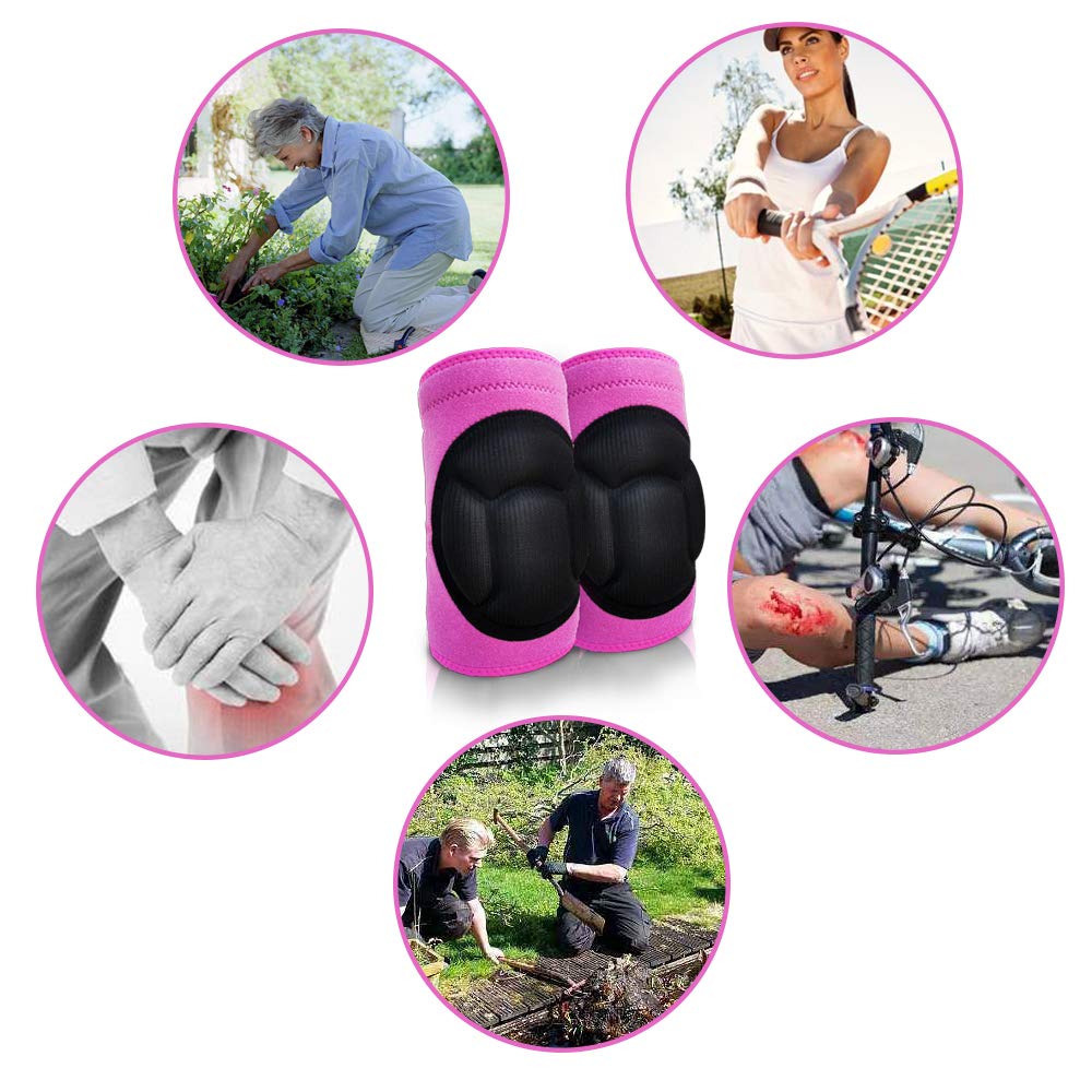 JYBTAA Women Knee Pads for Cleaning House Floors,Gardening Work,Carpet, Kneeling Kneepads with Soft Inner Liner, Adjustable knee pads Suitable for Adult and Elderly for Garden,Flooring Yard,Pink L, (1 Pair)