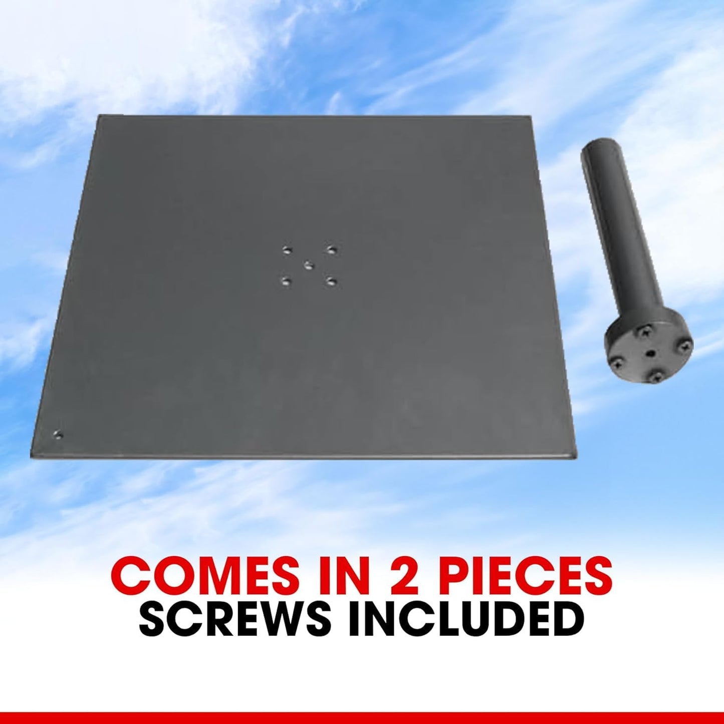 R and R Industries Flat Base for Advertising Flag Pole | Heavy Duty Metal Base Stand for Feather, Swooper & Banner Flags | Stable Indoor & Outdoor Display (FI)