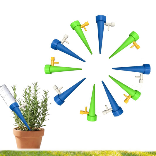 10 Pack Automatic Plant Waterer, Self Watering Spikes for Indoor Outdoor Plants with Adjustable Flow, Drip Irrigation System for Vacation Plant Care, Fits Standard 1.1in Bottle Mouth (10.5cm)