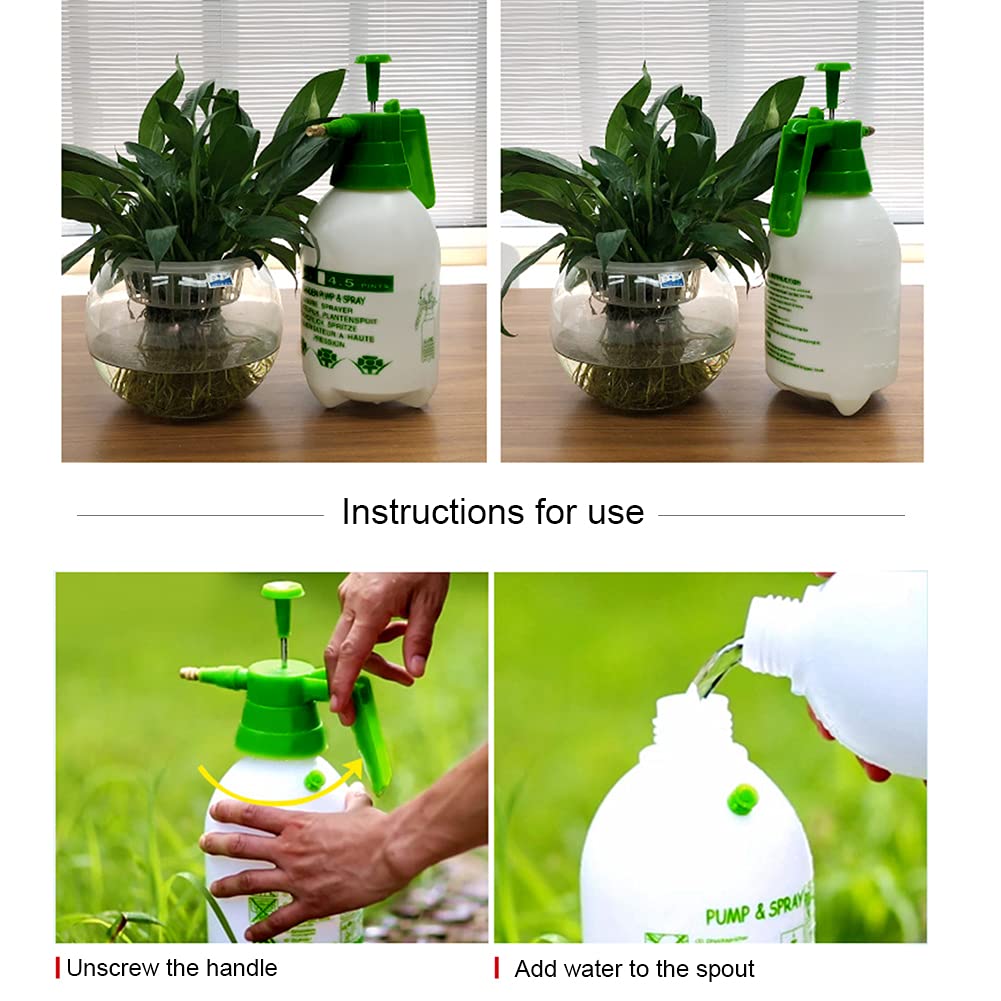 JoyTube Garden Pump Sprayer 68 oz/0.5 Gallon Hand Held Pressure Bottle Brass Adjustable Nozzle Large Capacity Water Weed Flower Plant Mister Lawn Home Washing Spray 2L (Green)