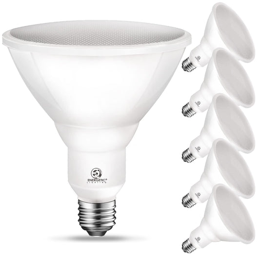 Energetic PAR38 LED Flood Outdoor Light Bulb, 5000K Daylight, 90 Watt Equivalent (11W), Wet Rated, 900LM, E26 Base, Non-Dimmable, 6 Pack