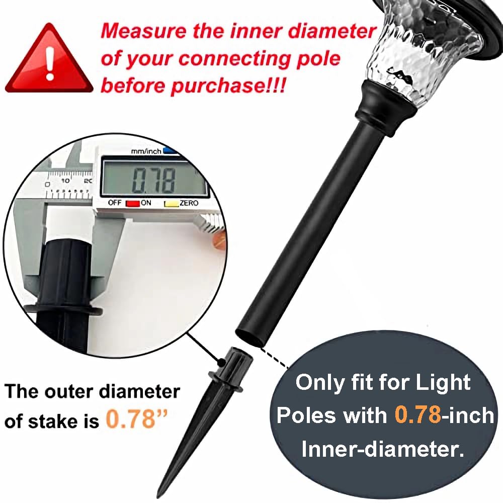 Metal Stakes Solar Lights Replacement Spike - Outdoor Ground Stake for Backyard Garden Lights Landscape Yard Pathway Patio Lamps Pole (Metal-8 Pack) - 0.78x5.36 inches
