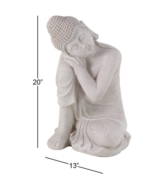 Deco 79 Magnesium Oxide Buddha Decorative Garden Sculpture Indoor Outdoor Meditating Garden Statue, Outdoor Sculpture 13" x 13" x 20", Gray